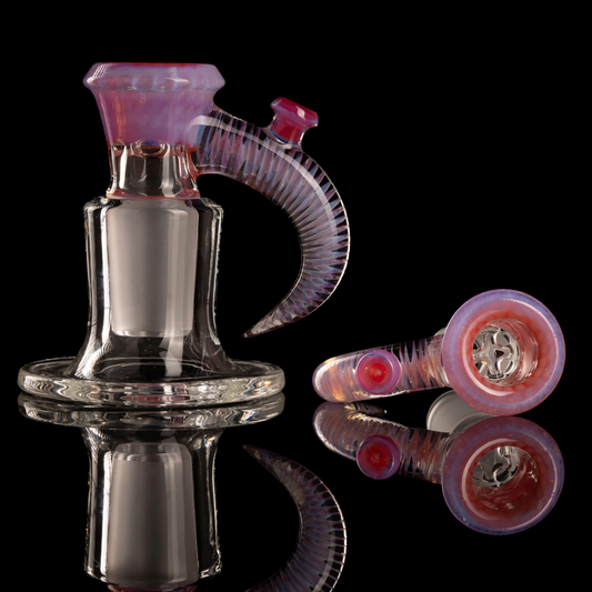 Jamms Glass - 18mm 4-Hole Honeycome Slide w/ Cane Handle - Neo Over Cinnabar