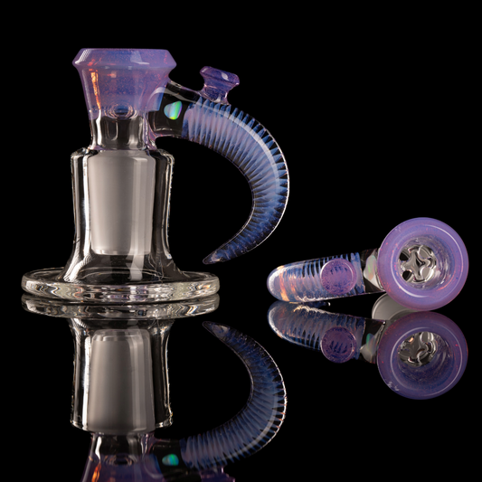 Jamms Glass - 18mm 4-Hole Opal Handle w/ Cane Handle - Pink Slyme