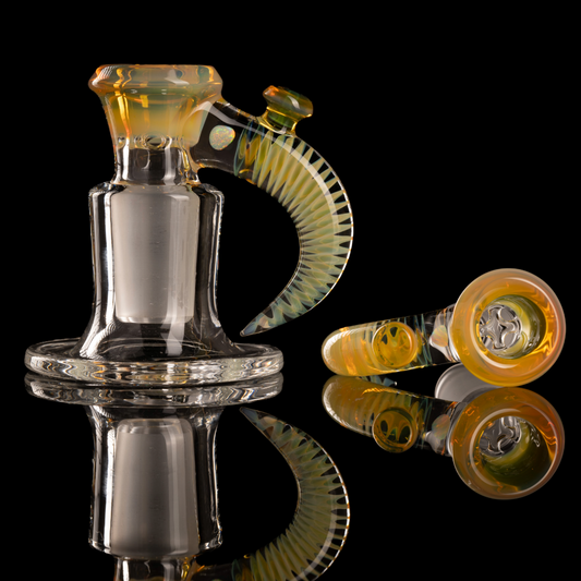 Jamms Glass - 18mm 4-Hole Opal Handle w/ Cane Handle - NS Yellow