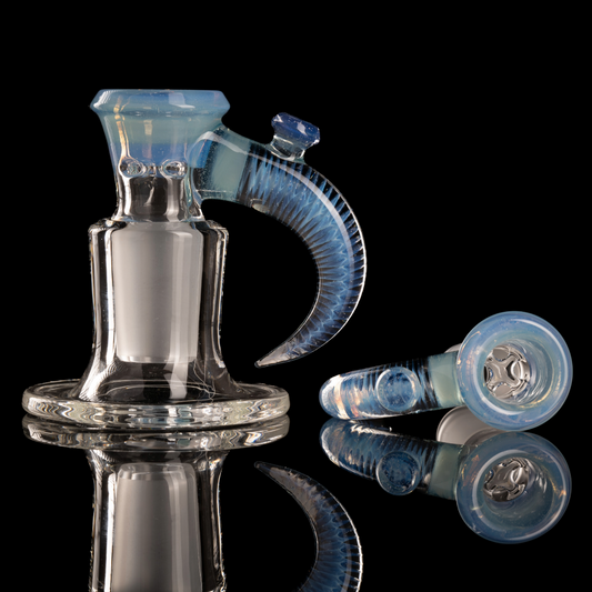 Jamms Glass - 18mm 4-Hole 2-Tone Encalmo Slide w/ Cane Handle - Lichen W/ Lucid