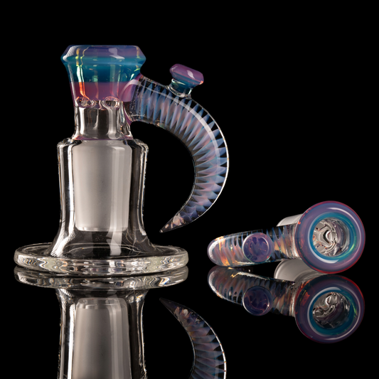 Jamms Glass - 18mm 4-Hole 2-Tone Encalmo Slide w/ Cane Handle - Meta Terrania W/ Karmaline