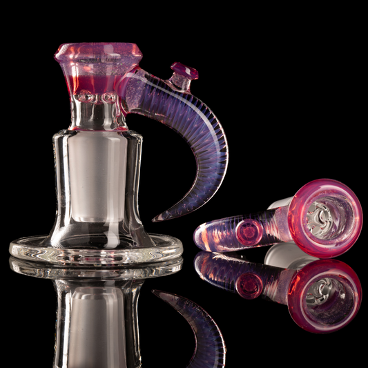 Jamms Glass - 18mm 4-Hole 2 -Tone Crushed Opal Encalmo Slide - Neo Opal W/ Telemagenta