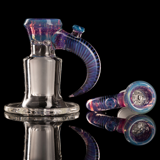 Jamms Glass - 18mm 4-Hole 2 -Tone Crushed Opal Encalmo Slide - Royal Jelly W/ Marina