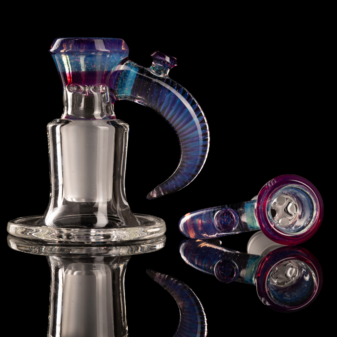 Jamms Glass - 18mm 4-Hole 2 -Tone Crushed Opal Encalmo Slide - Meta Terrania W/ Royal Jelly