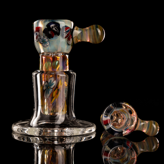 Tombstoned Glass - 18mm 4 Hole Fully Worked Millie Slide - 5