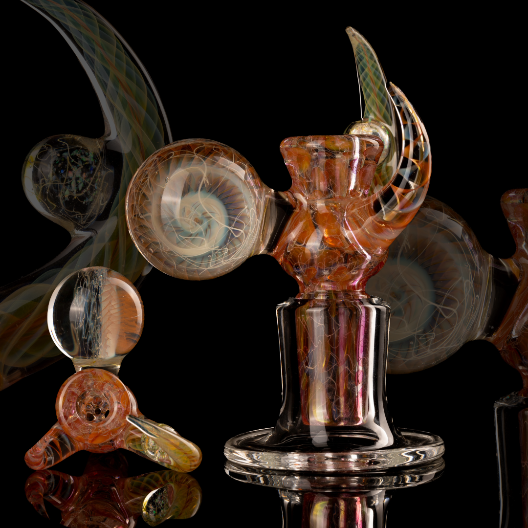 Jesse Who - 18mm 4 Hole Fumed Fully Worked Heady Slide