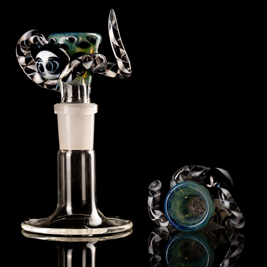 Asu Glass x Deer Glass - 18mm 3 Hole Cane Horn W/ Dot Stack Slide