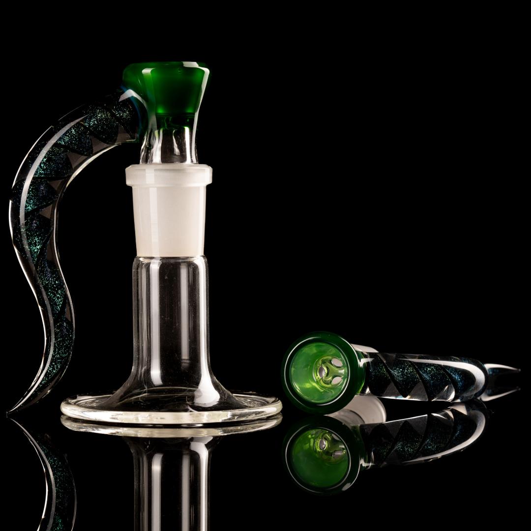 Asu Glass x Deer Glass - 18mm 3 Hole Dichro Cane Horn Slide