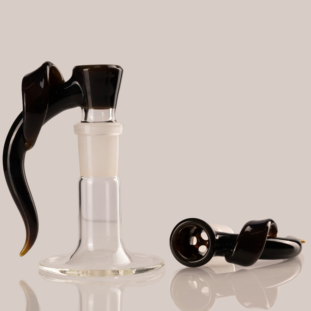 Asu Glass - 18mm 3 Hole Double Horn W/ Flat Horn Slide - 3