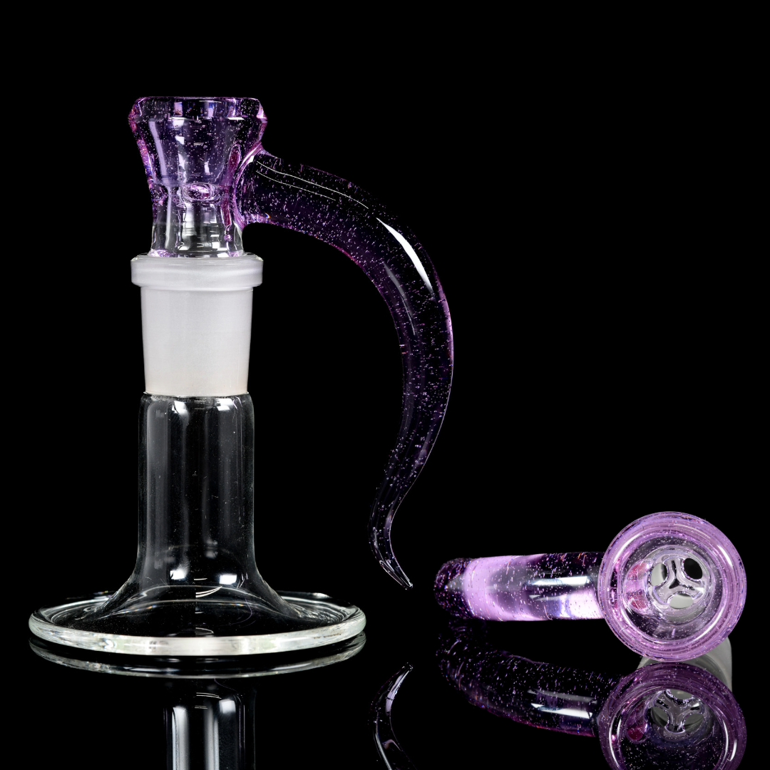 Asu Glass - 18mm 3 Hole Horn Slide - Fox Glove