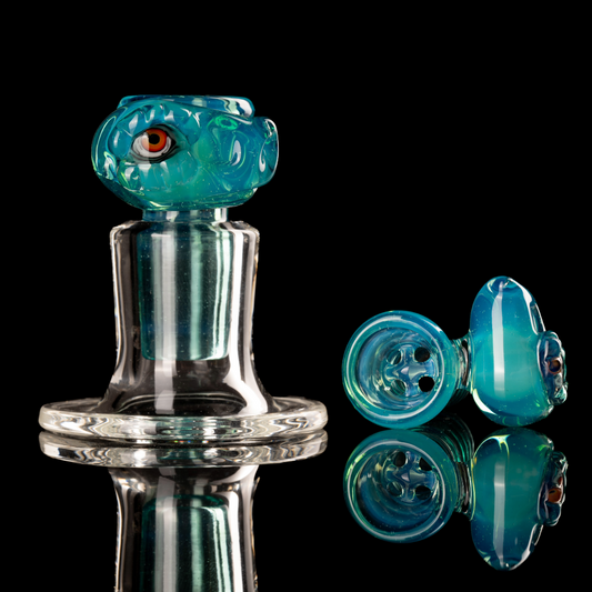 Amorphous Symphony x Welch Glass - 18mm 4 Hole Fully Worked Dino Head Slide - 1