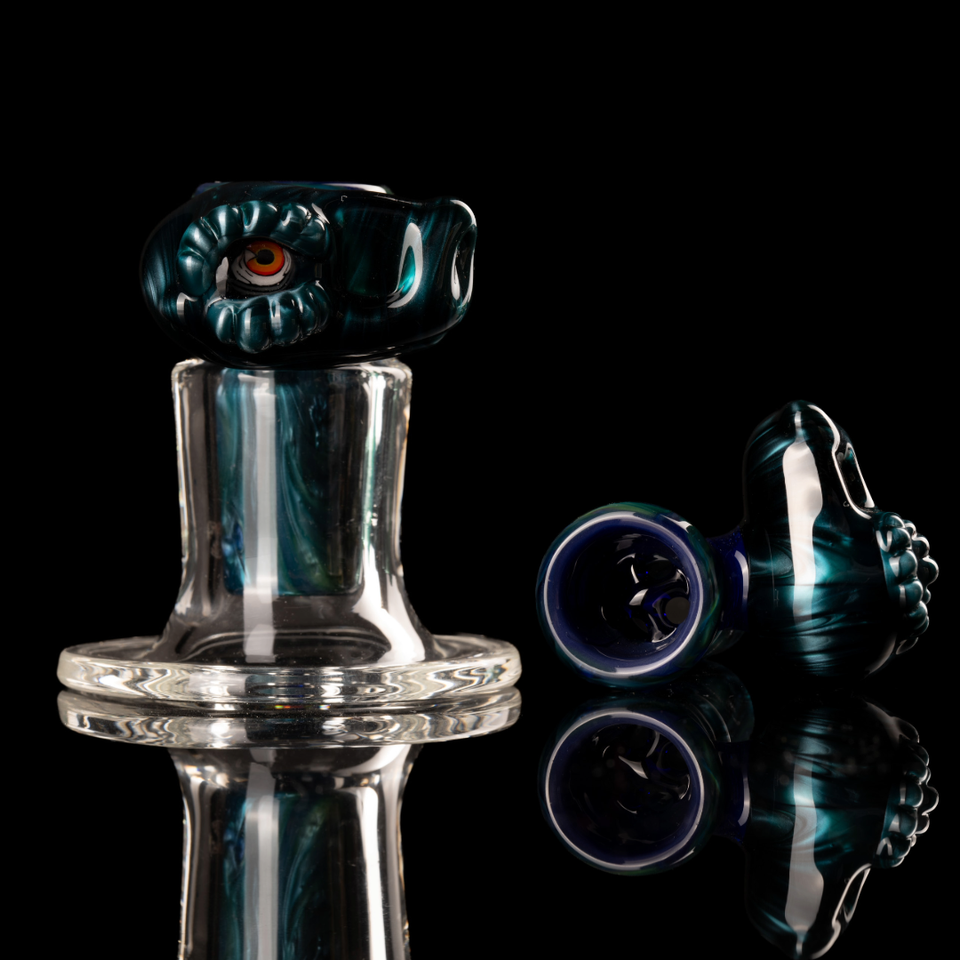 Amorphous Symphony x Welch Glass - 18mm 4 Hole Fully Worked Dino Head Slide - 3