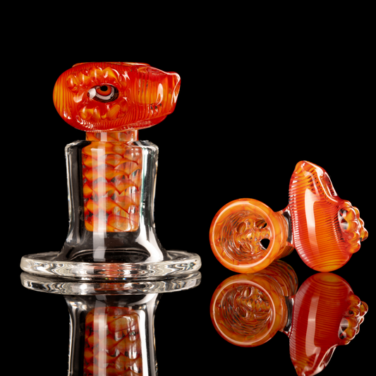 Amorphous Symphony x Welch Glass - 18mm 4 Hole Fully Worked Dino Head Slide - 5