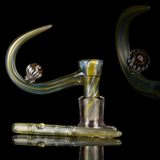 Thill Glassworks X Steve H - 18mm 4 Hole Colour Chaos Slide w/Dot Mandala Marble