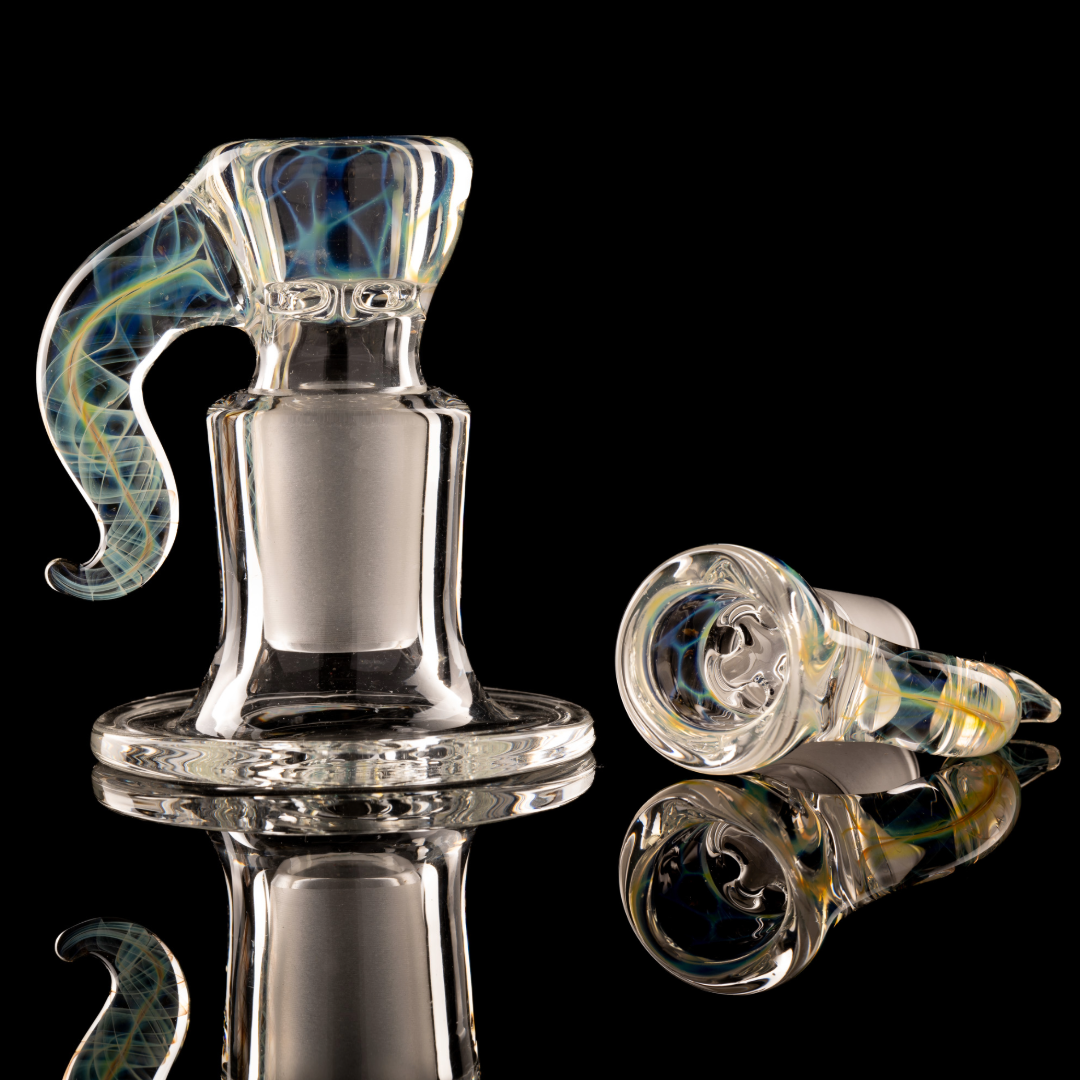 Tombstoned Glass - 18mm 4 Hole Fumed Horn Slide - 1