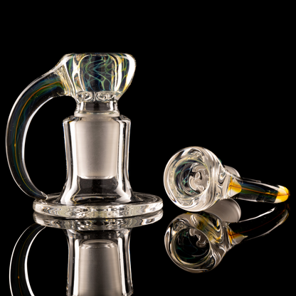 Tombstoned Glass - 18mm 4 Hole Fumed Horn Slide - 2