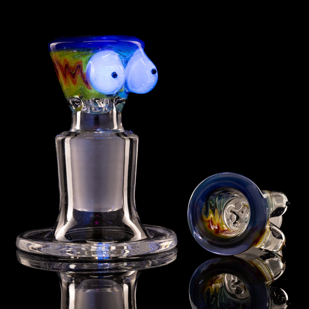 Titz Glass - 18mm 4 Hole Line Worked Titty Slide - 1