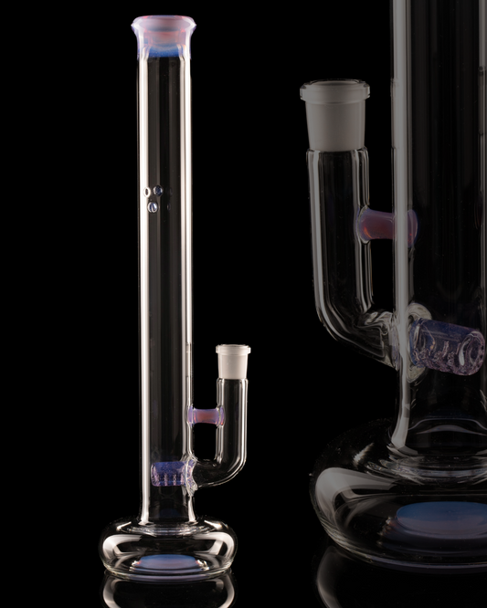 Green Belt Glass - Accented 44mm Hollowfoot Stemline - Pink Slyme