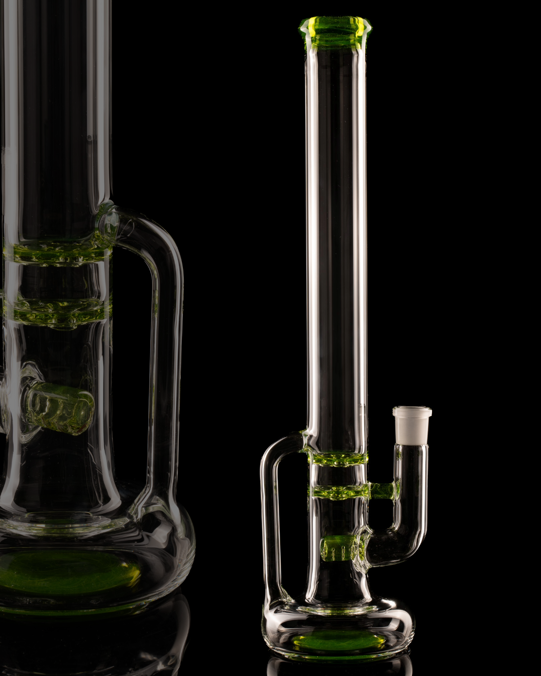 Green Belt Glass - Accented Hollowfoot Stem-Blooper W/ Drain - 1