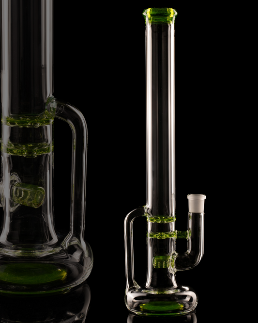 Green Belt Glass - Accented Hollowfoot Stem-Blooper W/ Drain - 1