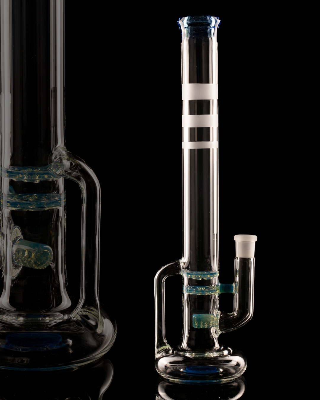 Green Belt Glass - Accented Hollowfoot Stem-Blooper W/ Drain - 2