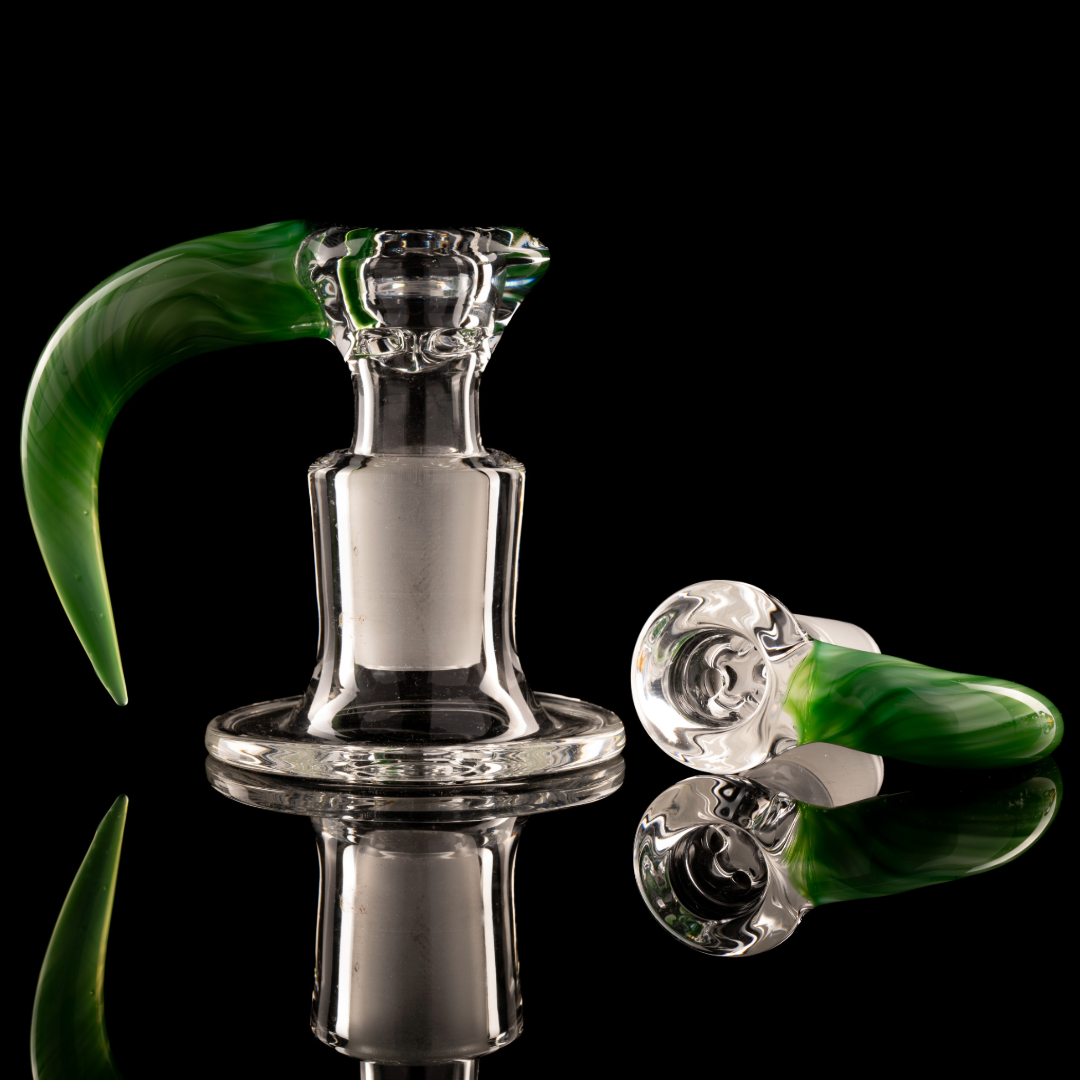Green Belt Glass - 18mm 4 Hole Accented Horn Slide - 1