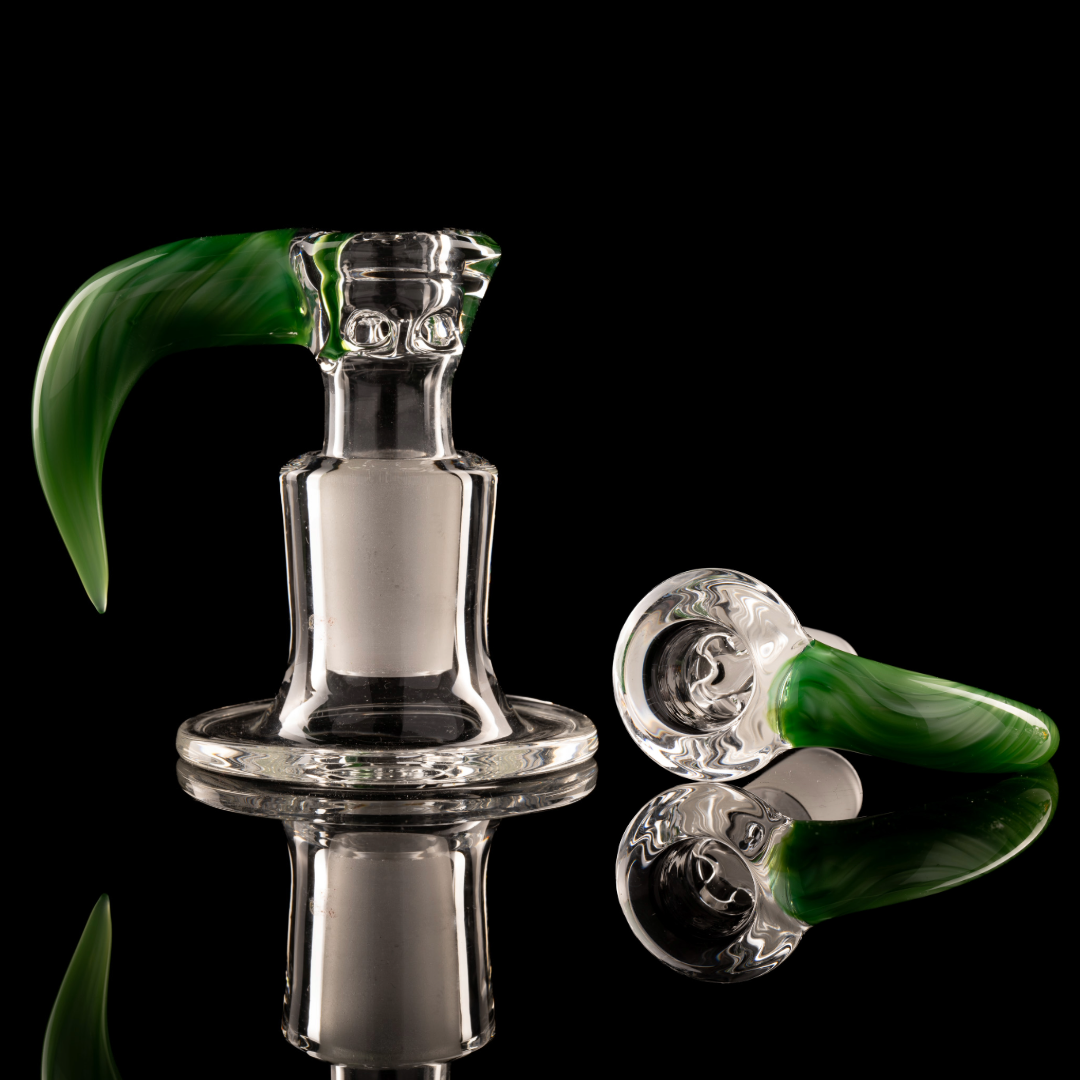 Green Belt Glass - 18mm 4 Hole Accented Horn Slide - 6