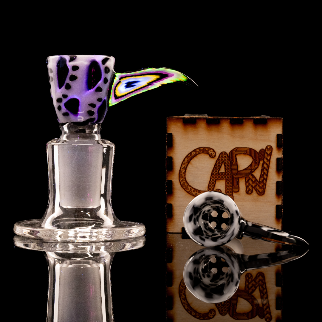 Crunkelstein Glass - 18mm 4 Hole Murrine Slide W/ UV Accents