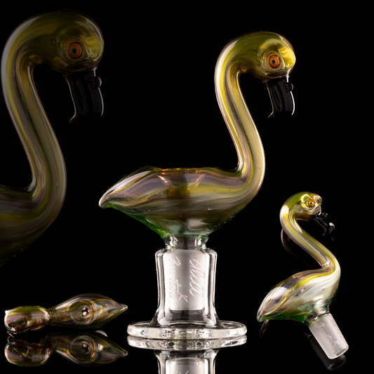 Thill Glassworks X Burtoni - 18mm 3-Hole Collab Worked Flamingo Slide