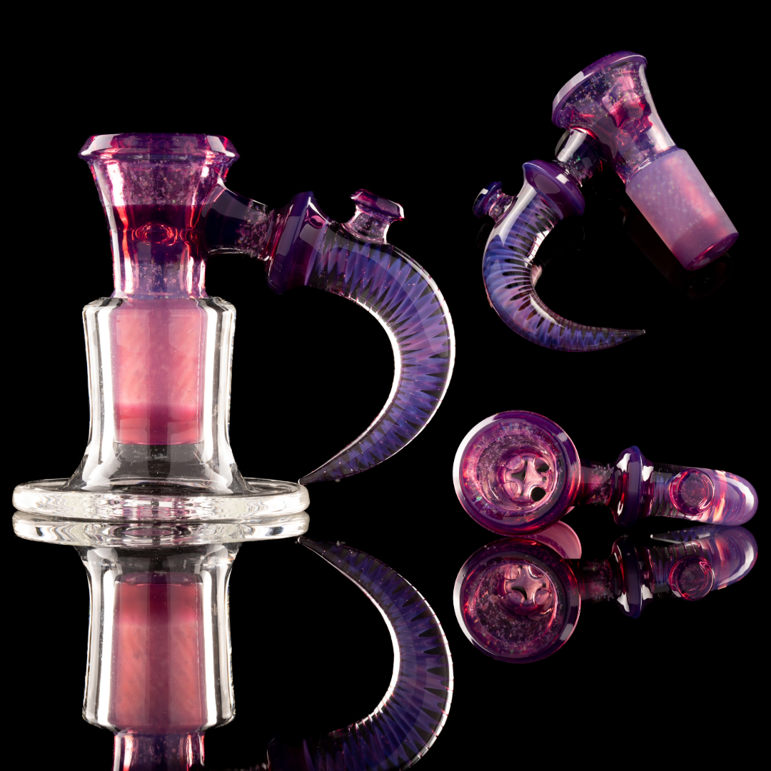 Jamms Glass - 18mm 4 Hole Fully Worked Slide - Royal Jelly Cropal Encalmo