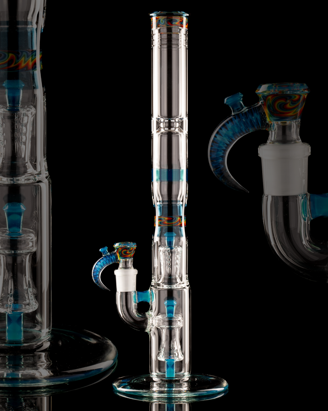 Jamms Glass - Double Diamond Perc Tube - Meta Terrania/Blue Stardust Wig Wag Encalmo