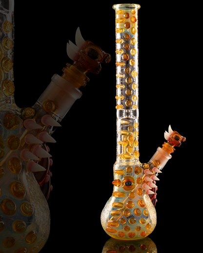 Salt Glass x Governmint Glass - Fully Worked Dome Beaker W/ Dome Perc - Orange
