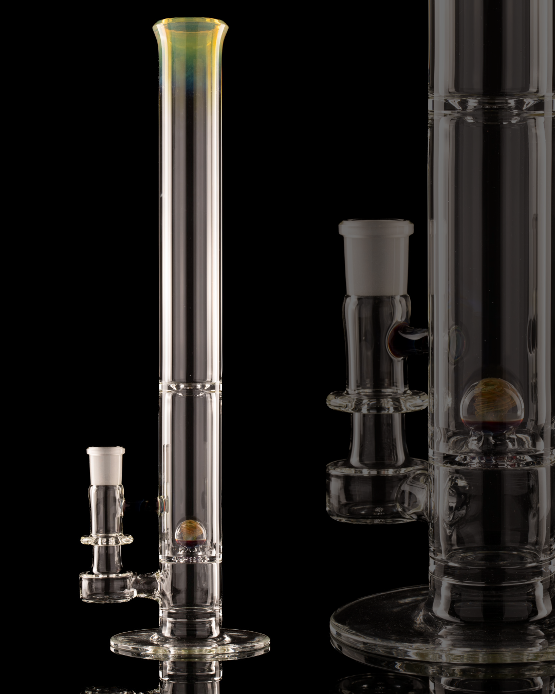 Discobox Glass - 44mm Marble Natty Perc Tube W/ Splash Guard - 1