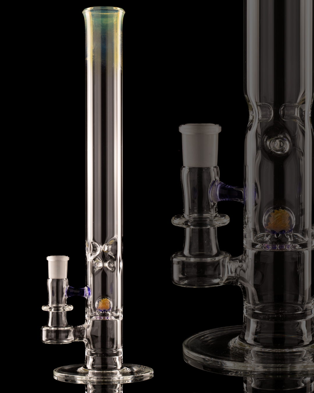 Discobox Glass - 44mm Marble Natty Perc Tube W/ 4 Pinch Splash Guard - 1