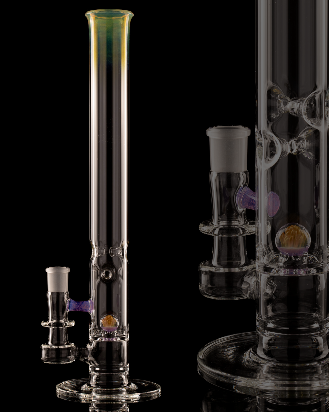 Discobox Glass - 44mm Marble Natty Perc Tube W/ 4 Pinch Splash Guard - 2