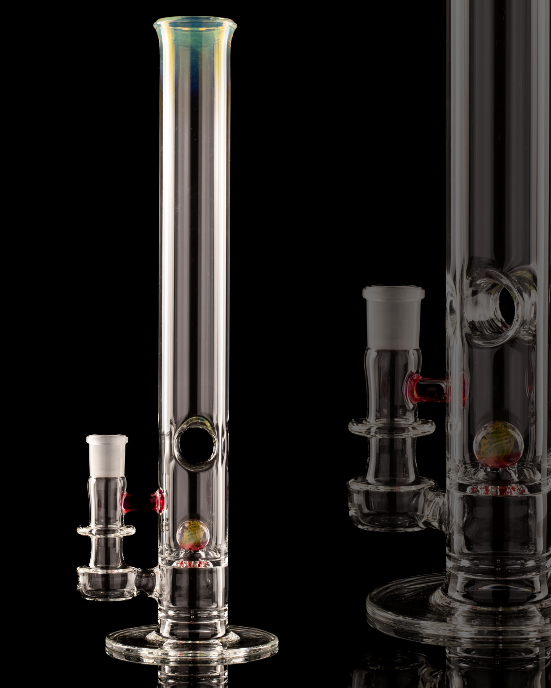 Discobox Glass - 44mm Marble Natty Perc Tube W/ Donut Splash Guard - 1