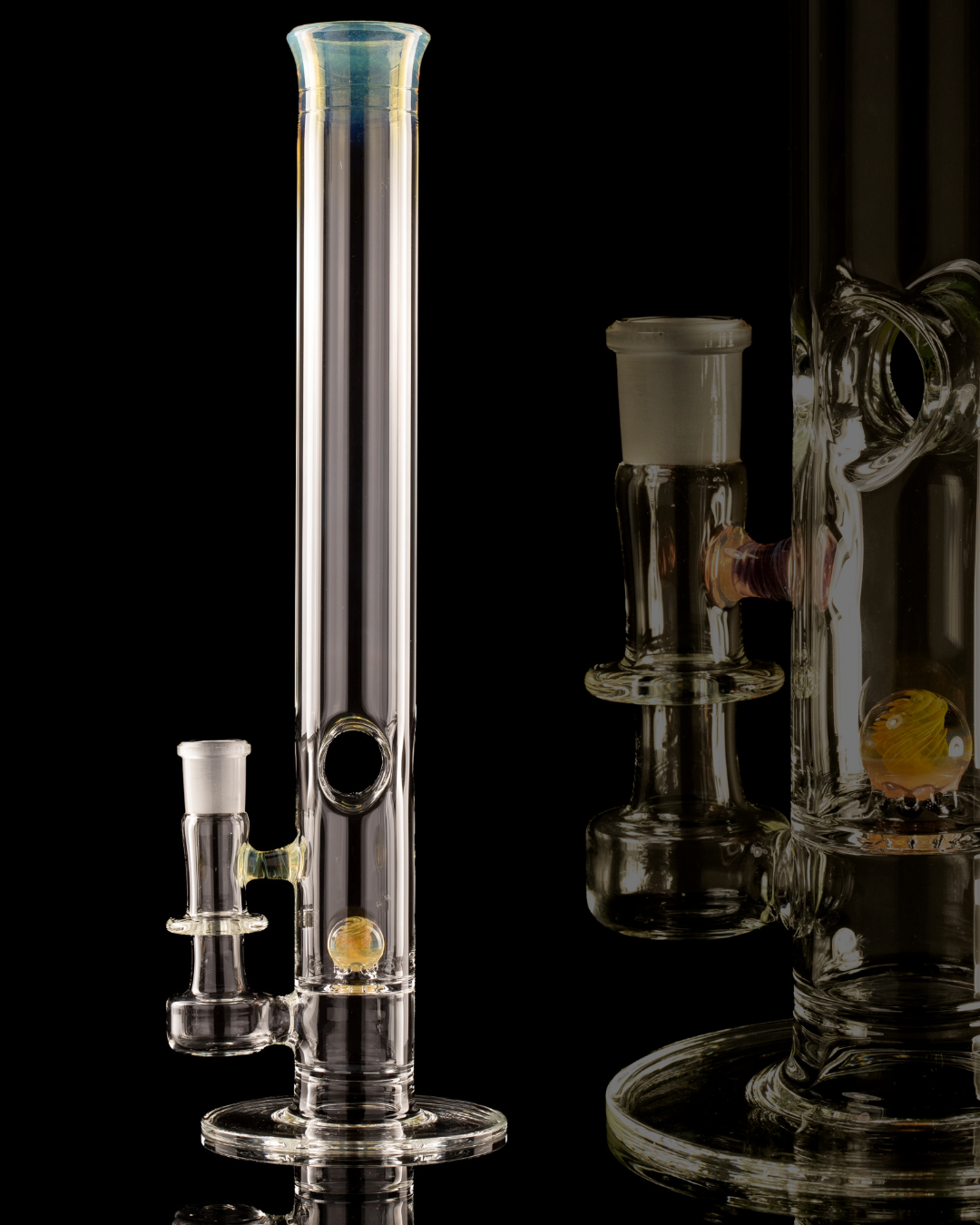 Discobox Glass - 44mm Marble Natty Perc Tube W/ Donut Splash Guard - 2