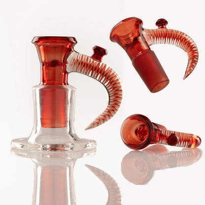 Jamms Glass - 18mm 4 Hole Full Work W/ Cane Handle - Ruby Slippers