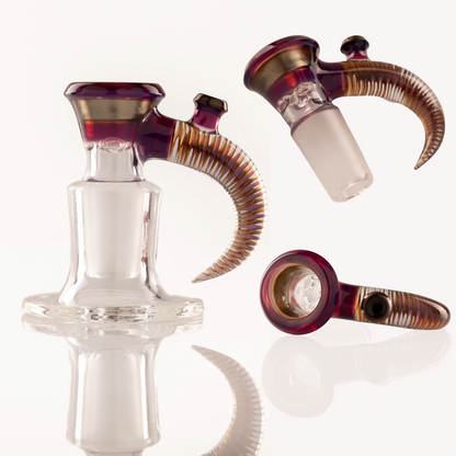 Jamms Glass - 18mm 4 Hole Two Tone Encalmo Slide W/ Cane Handle - Electrum / Royal Jelly