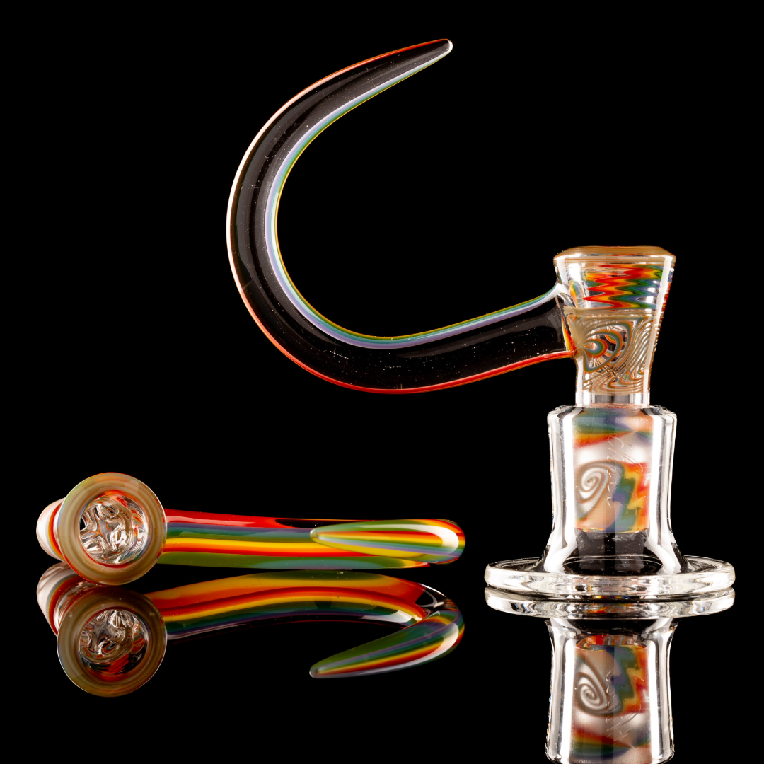 Thill Glassworks - 18mm 4 Hole Full Work Rainbow Linework