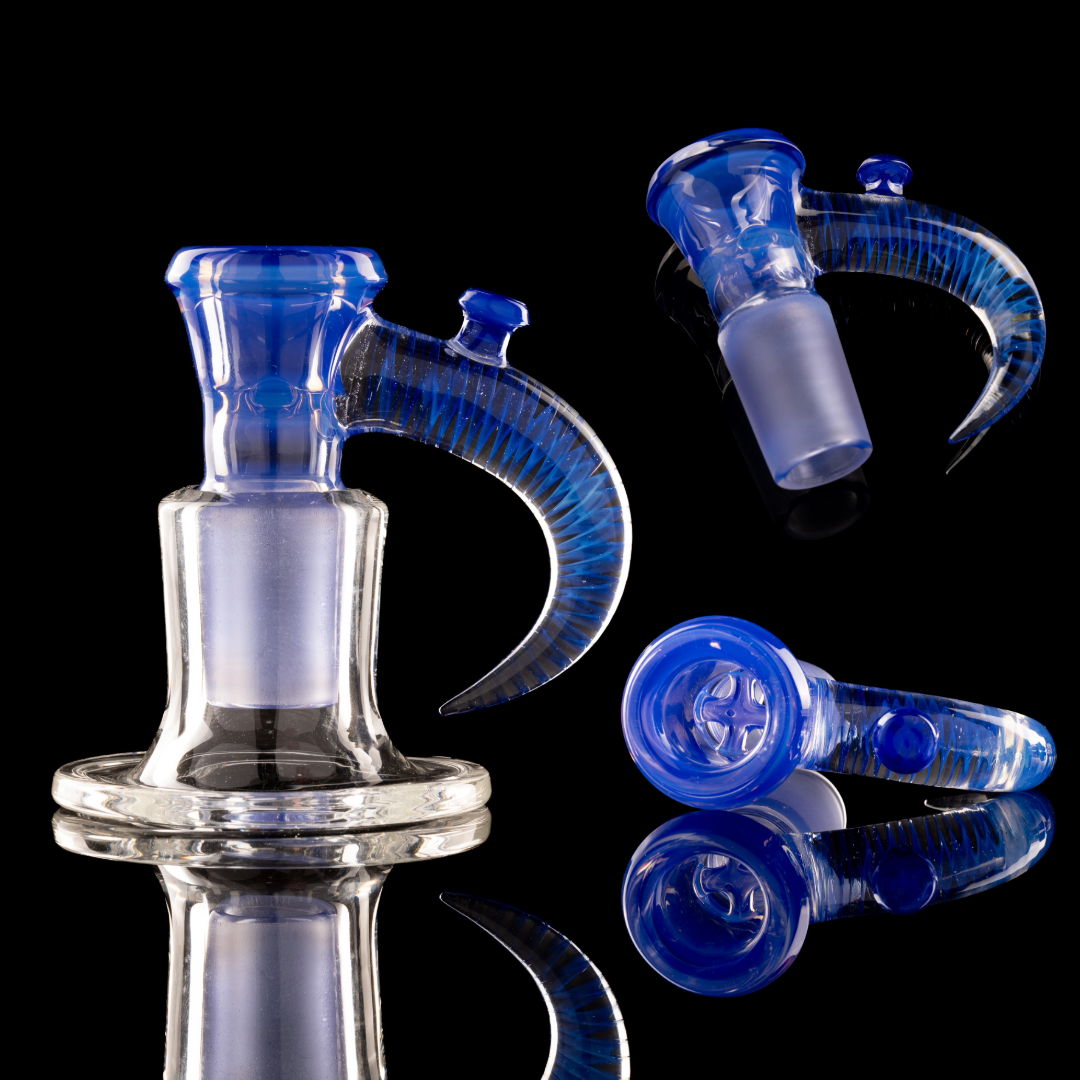 Jamms Glass - 18mm 4 Hole Full Work W/ Cane Handle - Neptune