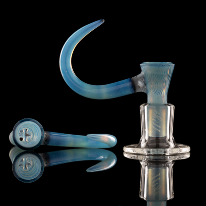 Thill Glassworks - 18mm 4-Hole Carved 2-Tone Full Colour Slide w/Opal - Blue Stardust/Ghost