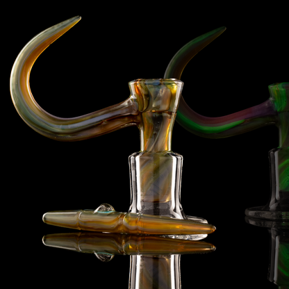 Thill Glassworks - 18mm 4-Hole Full Work Slide w/Poker - Colour Chaos (UV) over Electrum