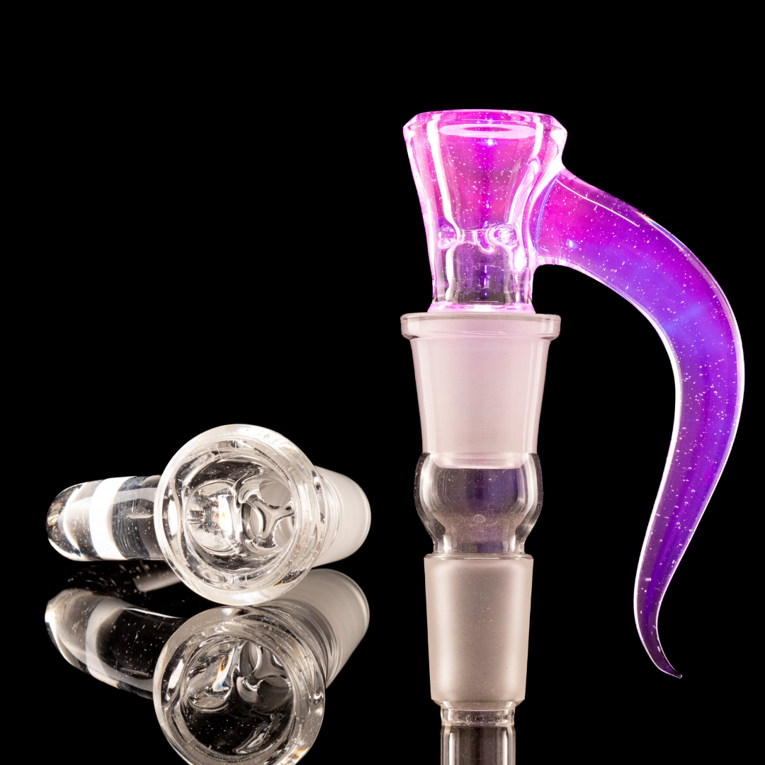 Asu Glass - 18mm 3-Hole Accented Horn Slide - Sprites (UV)