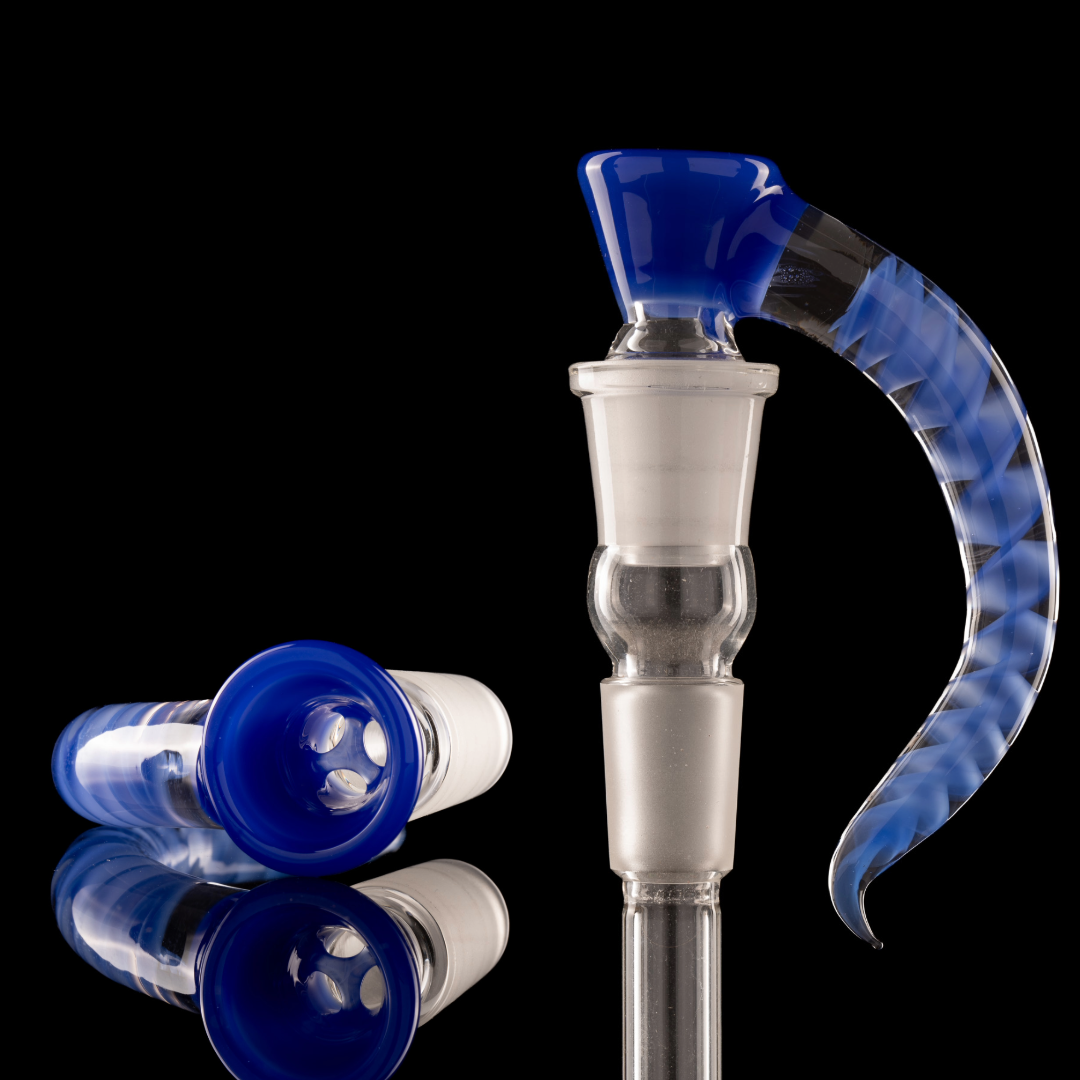 Asu Glass - 18mm 3-Hole Accented Zanfirico Horn Slide - Blue Cheese