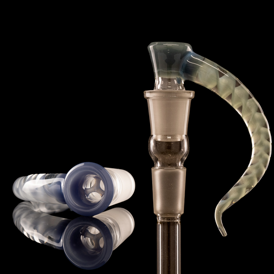 Asu Glass - 18mm 3-Hole Accented Zanfirico Horn Slide - Blue Hulk (CFL)
