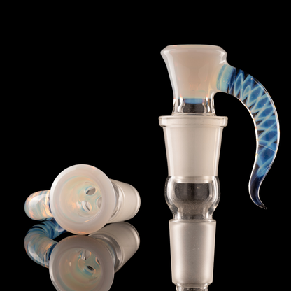 Asu Glass - 18mm 3-Hole Accented Zanfirico Horn Slide - White Opal