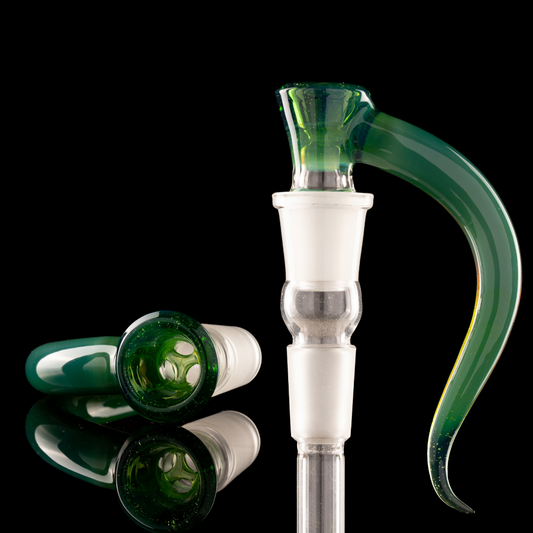 Asu Glass - 18mm 3-Hole Accented Horn Slide - Light Green Energy