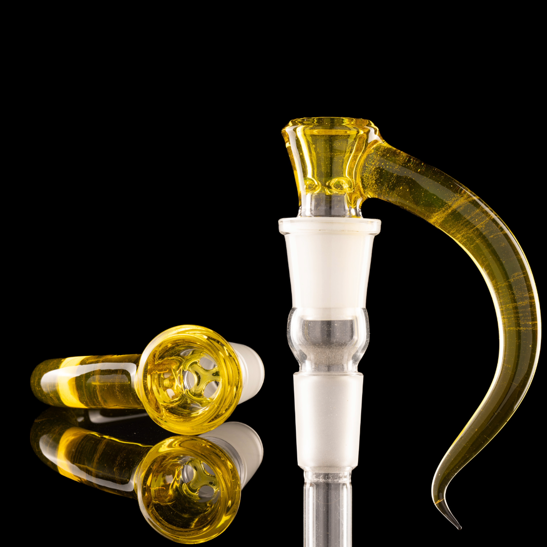 Asu Glass - 18mm 3-Hole Accented Horn Slide - Yellow Opal