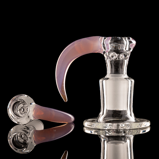 Green Belt Glass - 18mm 4 Hole Clear Slide W/ Colour Horn - Opal Peach
